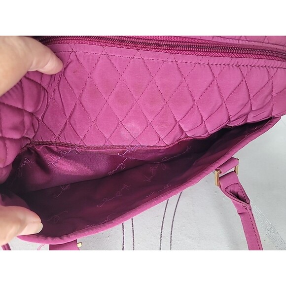 Vera Bradley Pink Quilted Duffel Shoulder Bag Purse Travel Tote Hawthorn Handbag - Picture 7 of 15